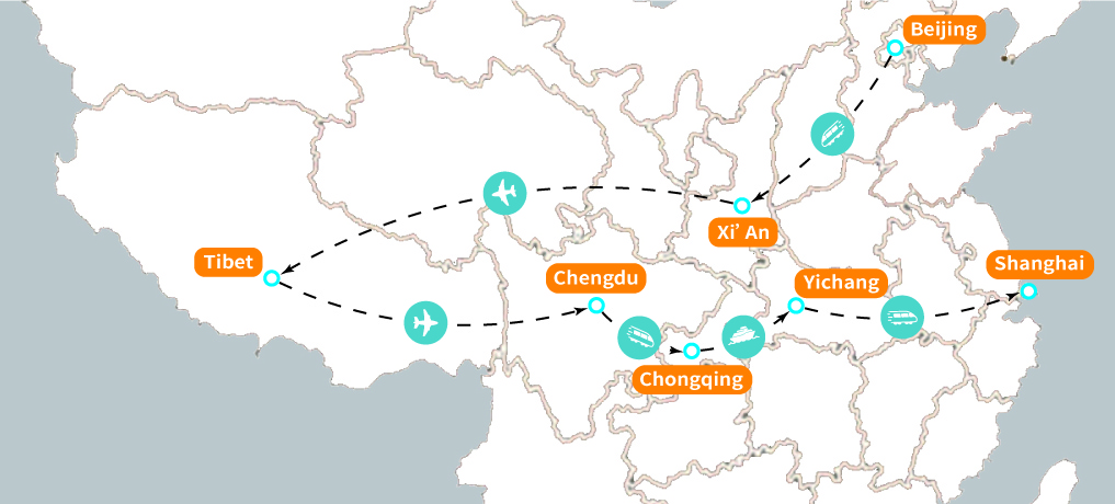 中国究極のツアー  Map