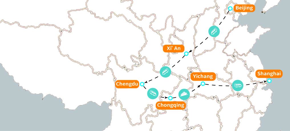 中国Yangtze川&パンダ ツアー Map